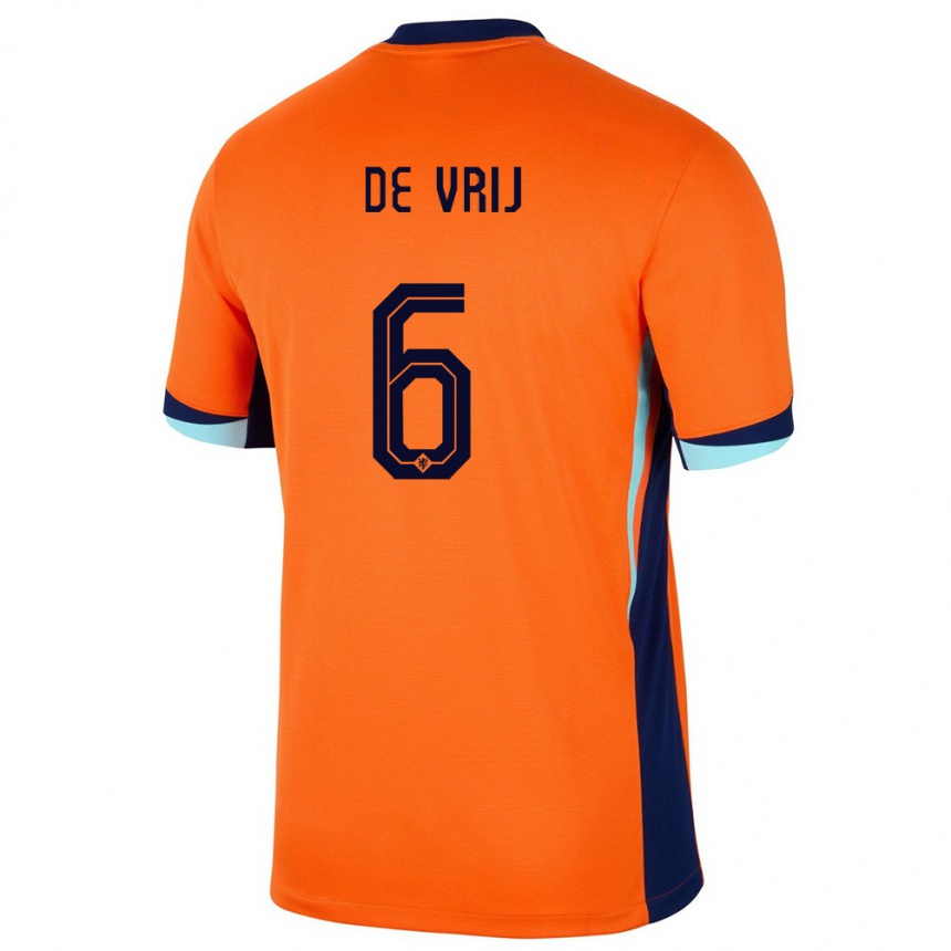 Kids Football Netherlands Stefan De Vrij #6 Orange Home Jersey 24-26 T-Shirt Canada