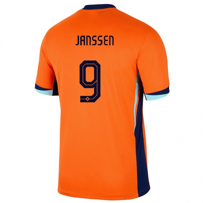 Kids Football Netherlands Vincent Janssen #9 Orange Home Jersey 24-26 T-Shirt Canada