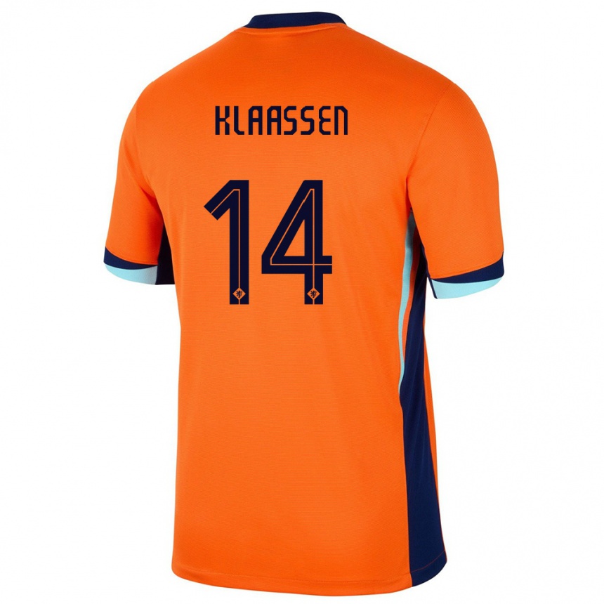 Kids Football Netherlands Davy Klaassen #14 Orange Home Jersey 24-26 T-Shirt Canada