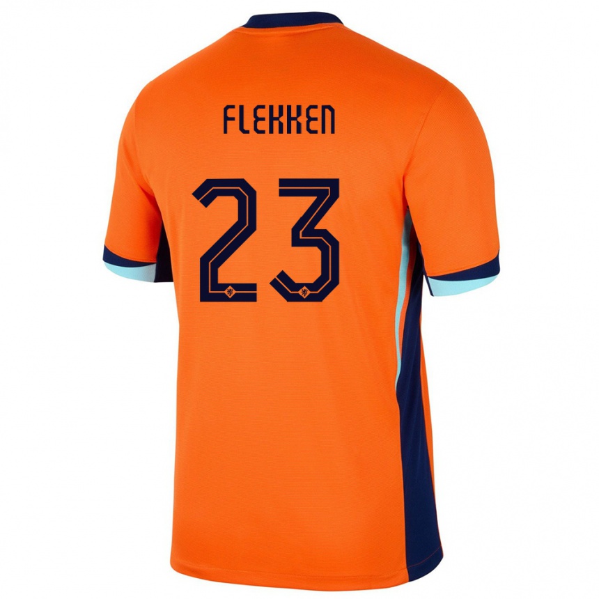 Kids Football Netherlands Mark Flekken #23 Orange Home Jersey 24-26 T-Shirt Canada