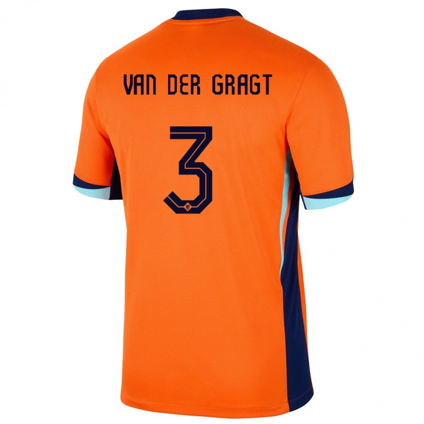 Kids Football Netherlands Stefanie Van Der Gragt #3 Orange Home Jersey 24-26 T-Shirt Canada