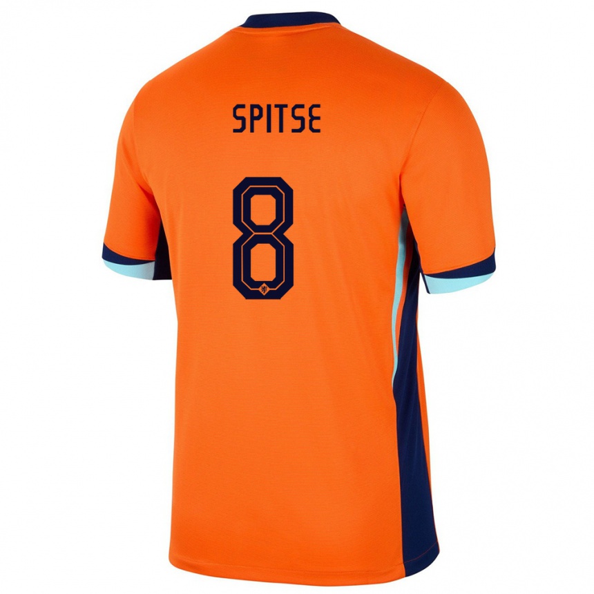 Kids Football Netherlands Sherida Spitse #8 Orange Home Jersey 24-26 T-Shirt Canada