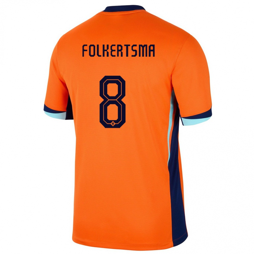 Kids Football Netherlands Sisca Folkertsma #8 Orange Home Jersey 24-26 T-Shirt Canada