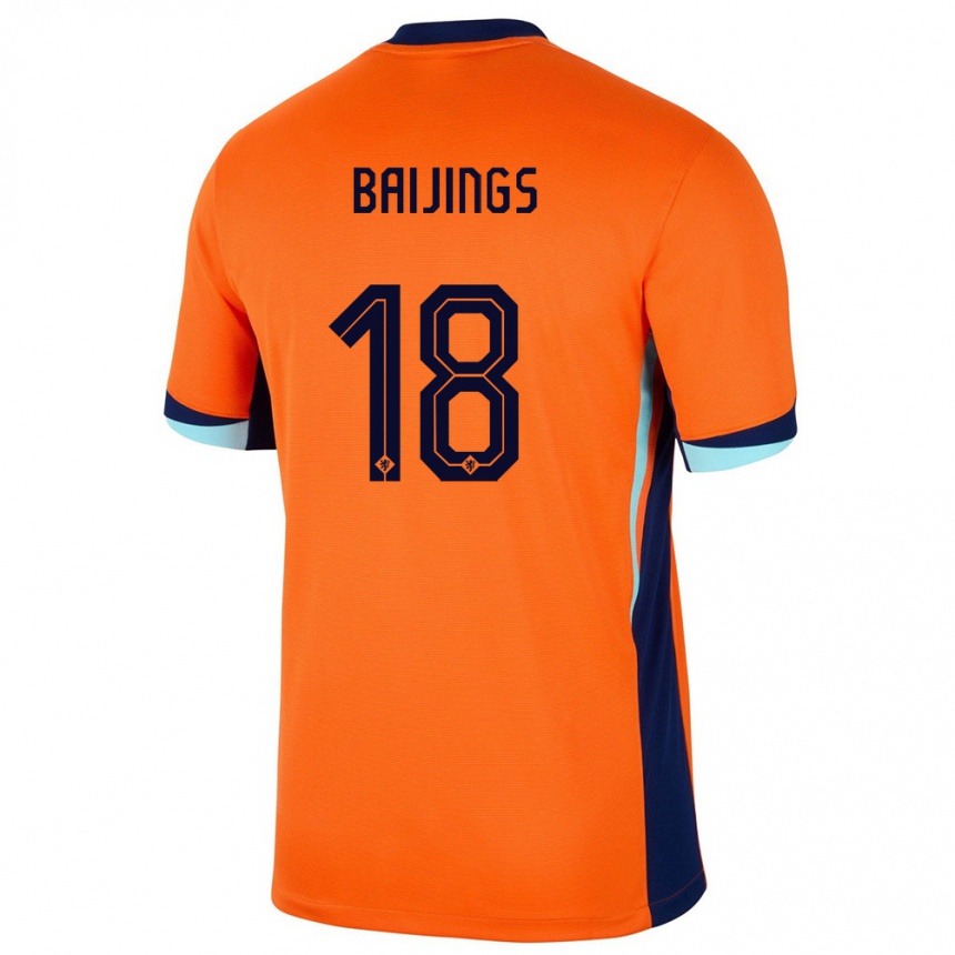 Kids Football Netherlands Jill Baijings #18 Orange Home Jersey 24-26 T-Shirt Canada