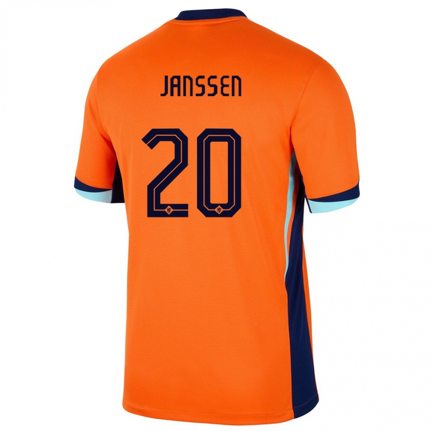 Kids Football Netherlands Dominique Janssen #20 Orange Home Jersey 24-26 T-Shirt Canada