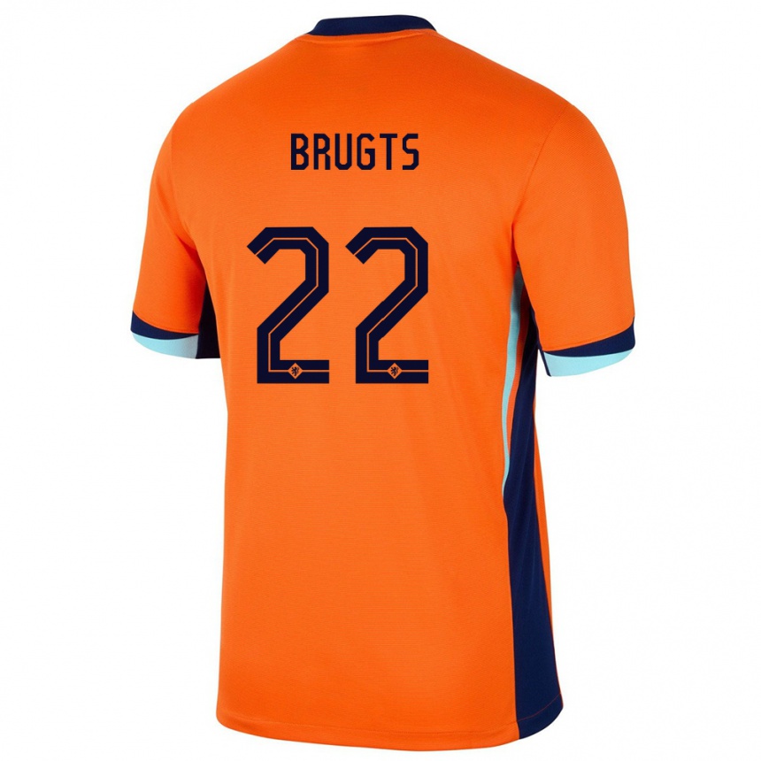 Kids Football Netherlands Esmee Brugts #22 Orange Home Jersey 24-26 T-Shirt Canada