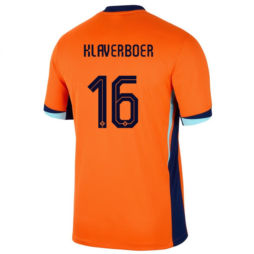 Kids Football Netherlands Bernt Klaverboer #16 Orange Home Jersey 24-26 T-Shirt Canada