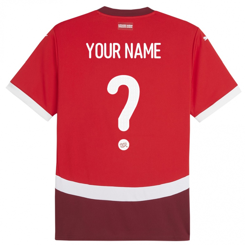 Kids Football Switzerland Your Name #0 Red Home Jersey 24-26 T-Shirt Canada