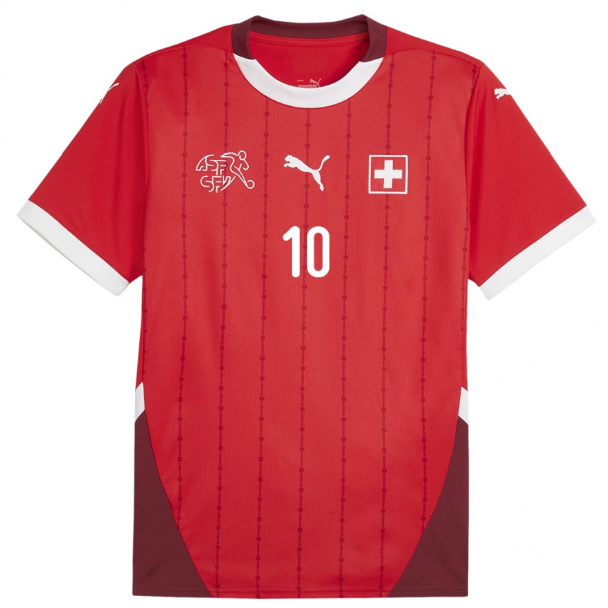 Kids Football Switzerland Granit Xhaka #10 Red Home Jersey 24-26 T-Shirt Canada