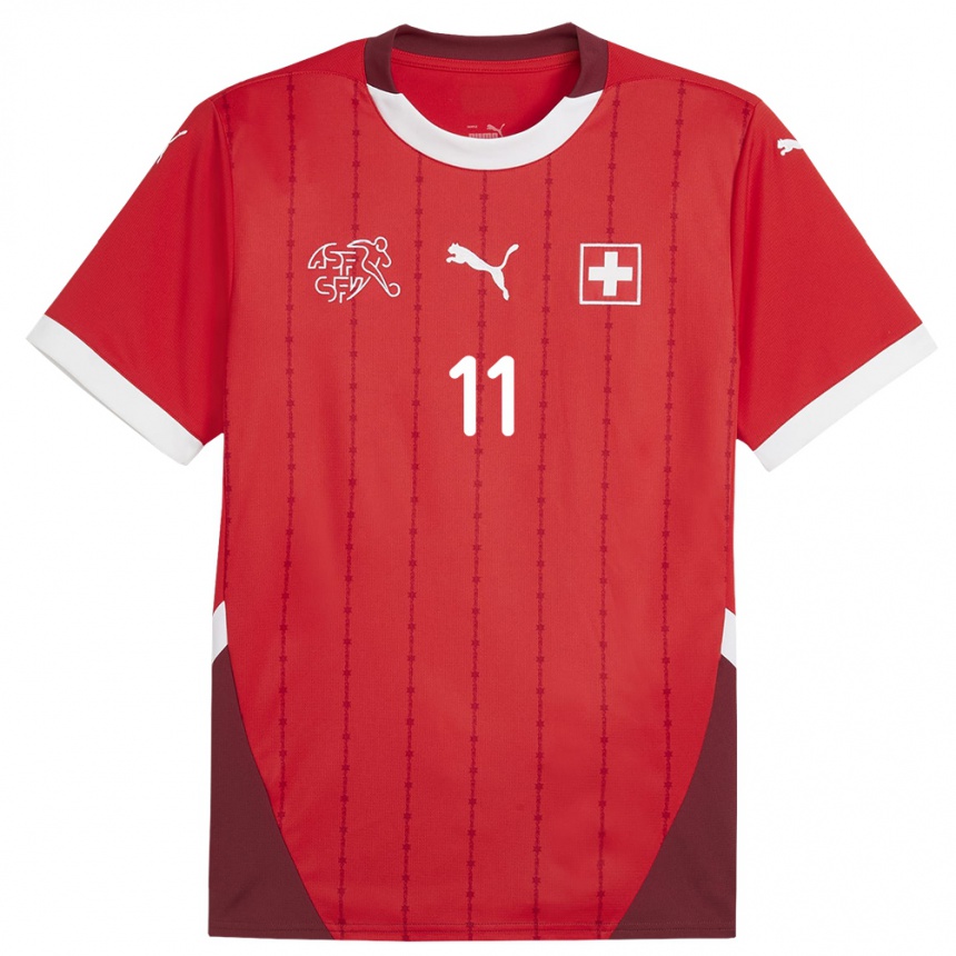 Kids Football Switzerland Renato Steffen #11 Red Home Jersey 24-26 T-Shirt Canada