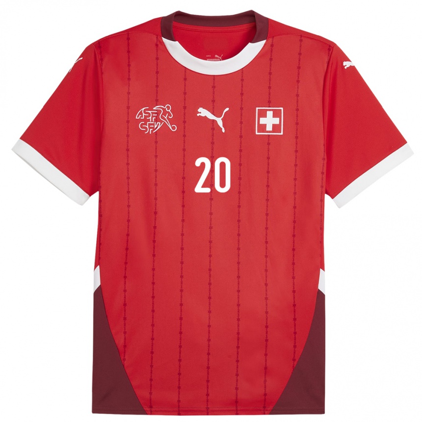 Kids Football Switzerland Michel Aebischer #20 Red Home Jersey 24-26 T-Shirt Canada