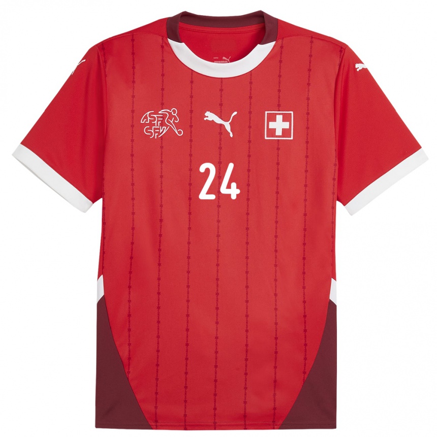 Kids Football Switzerland Becir Omeragic #24 Red Home Jersey 24-26 T-Shirt Canada