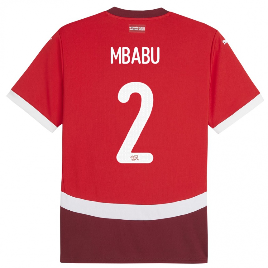 Kids Football Switzerland Kevin Mbabu #2 Red Home Jersey 24-26 T-Shirt Canada