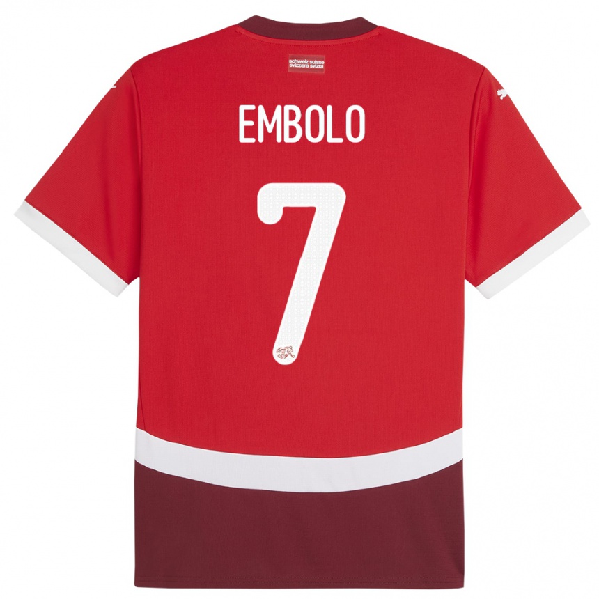 Kids Football Switzerland Breel Embolo #7 Red Home Jersey 24-26 T-Shirt Canada