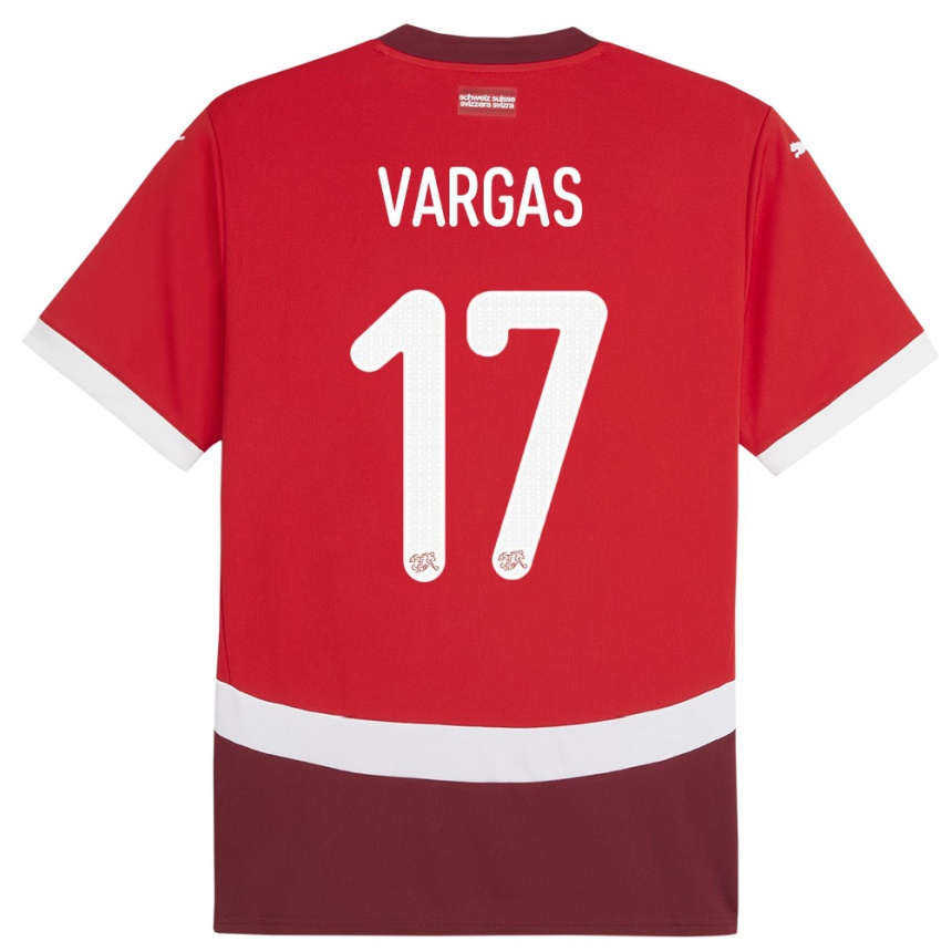 Kids Football Switzerland Ruben Vargas #17 Red Home Jersey 24-26 T-Shirt Canada