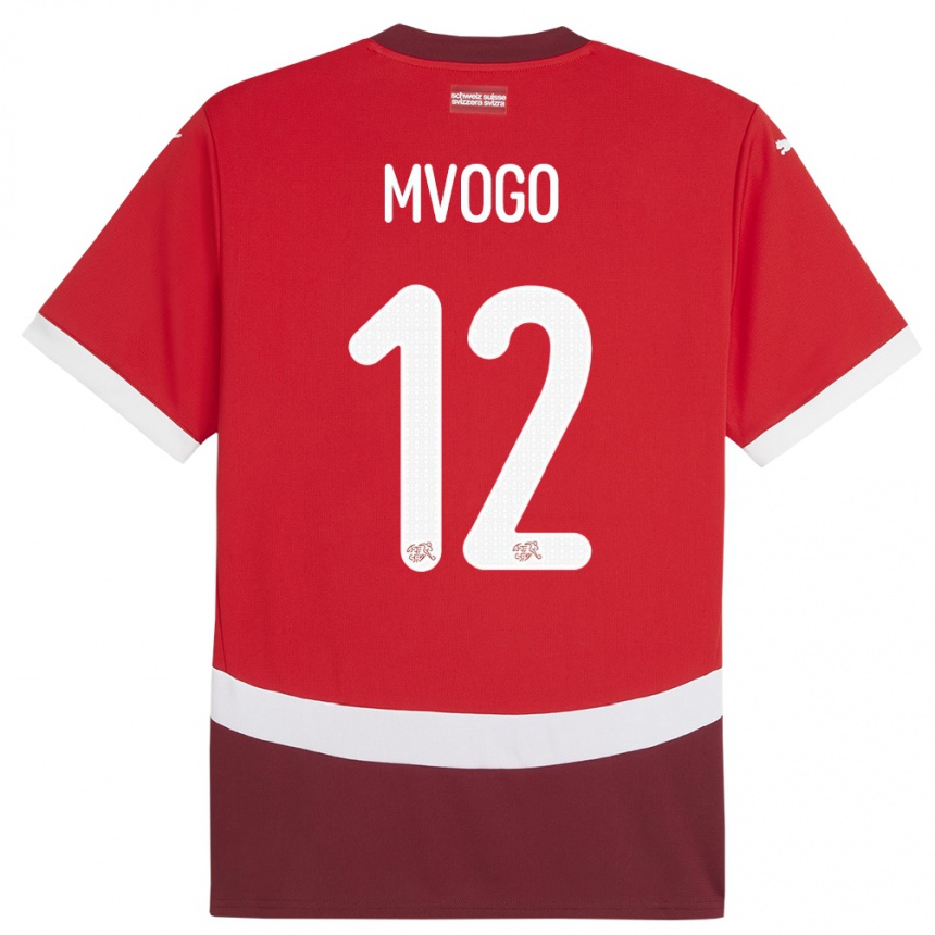 Kids Football Switzerland Yvon Mvogo #12 Red Home Jersey 24-26 T-Shirt Canada