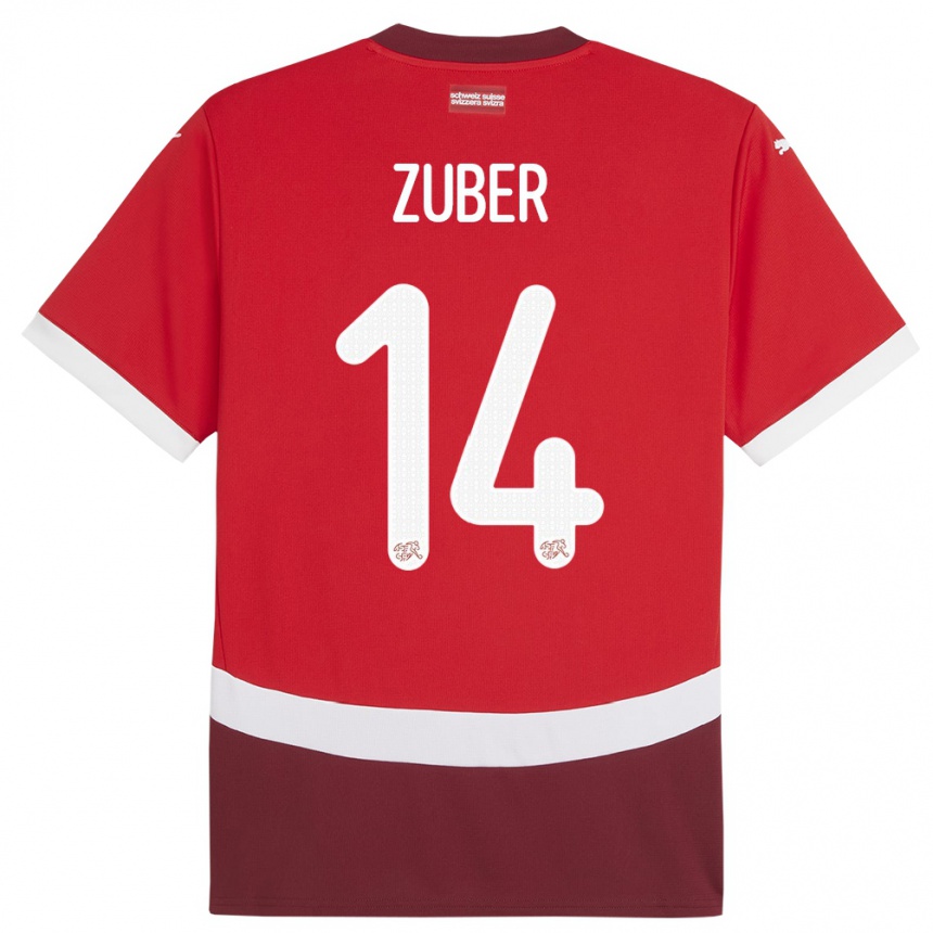 Kids Football Switzerland Steven Zuber #14 Red Home Jersey 24-26 T-Shirt Canada