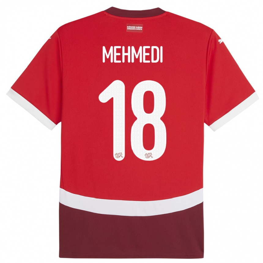 Kids Football Switzerland Admir Mehmedi #18 Red Home Jersey 24-26 T-Shirt Canada