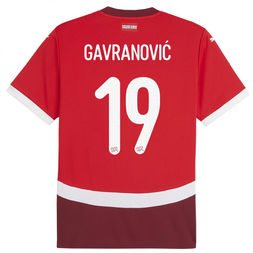 Kids Football Switzerland Mario Gavranovic #19 Red Home Jersey 24-26 T-Shirt Canada