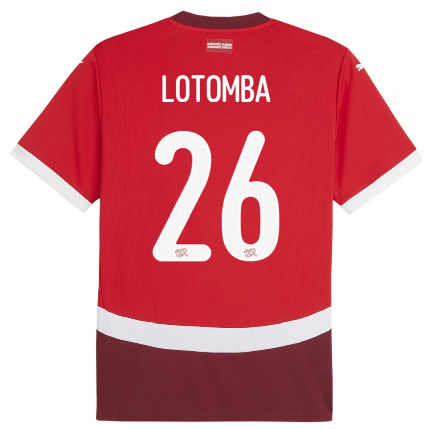 Kids Football Switzerland Jordan Lotomba #26 Red Home Jersey 24-26 T-Shirt Canada