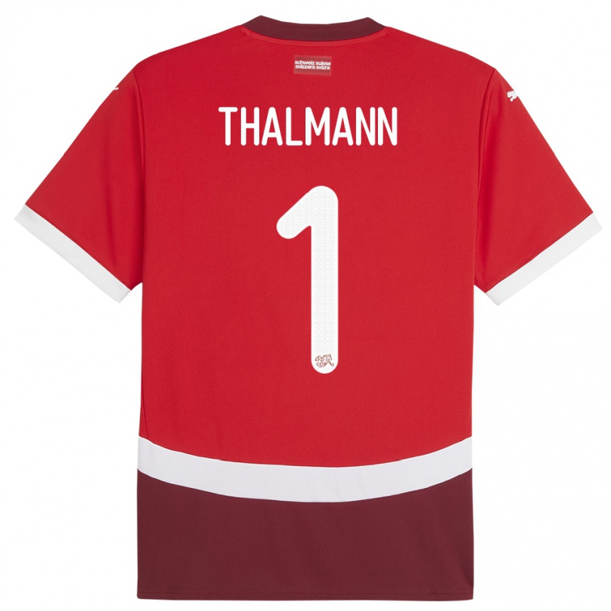 Kids Football Switzerland Gaelle Thalmann #1 Red Home Jersey 24-26 T-Shirt Canada