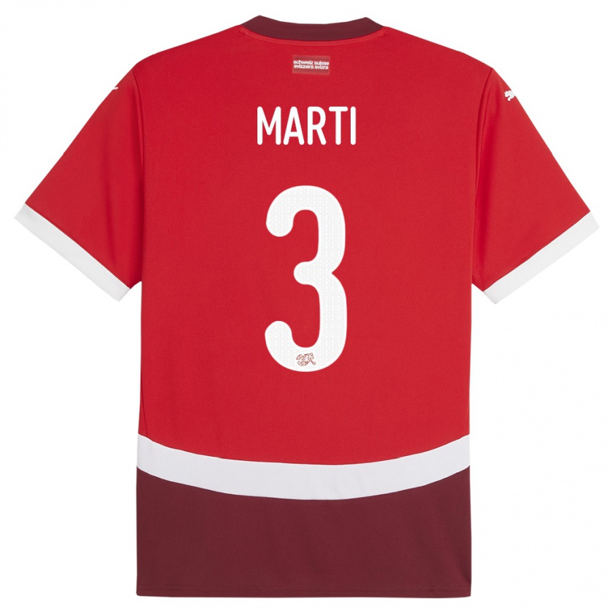 Kids Football Switzerland Lara Marti #3 Red Home Jersey 24-26 T-Shirt Canada