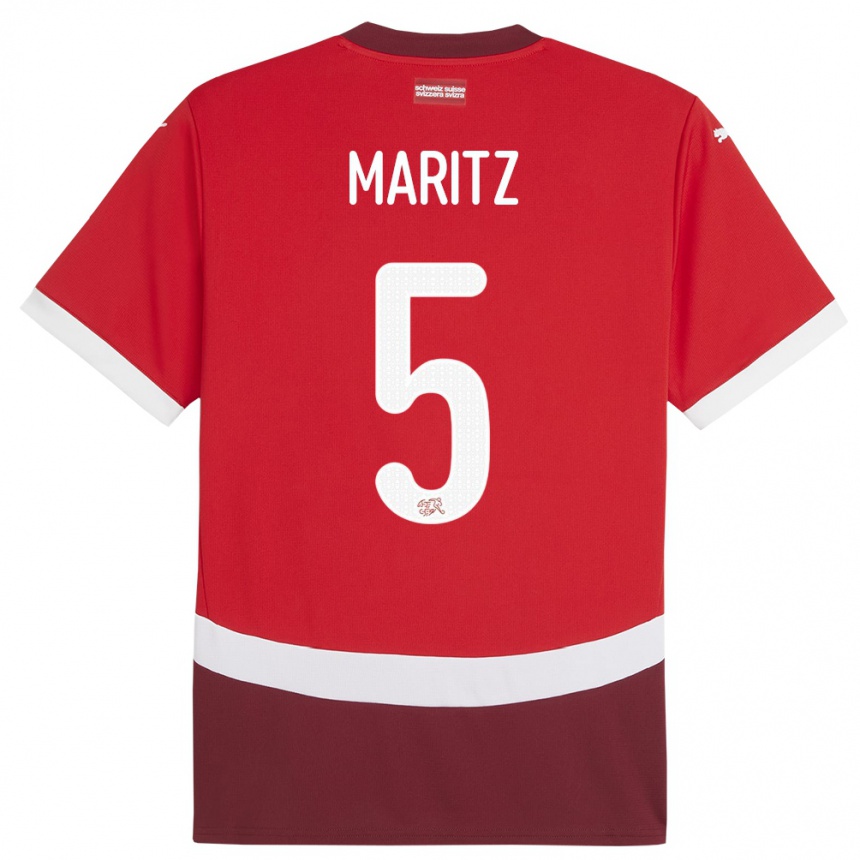 Kids Football Switzerland Noelle Maritz #5 Red Home Jersey 24-26 T-Shirt Canada