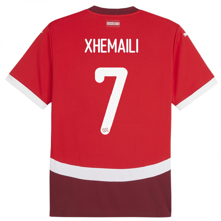 Kids Football Switzerland Riola Xhemaili #7 Red Home Jersey 24-26 T-Shirt Canada