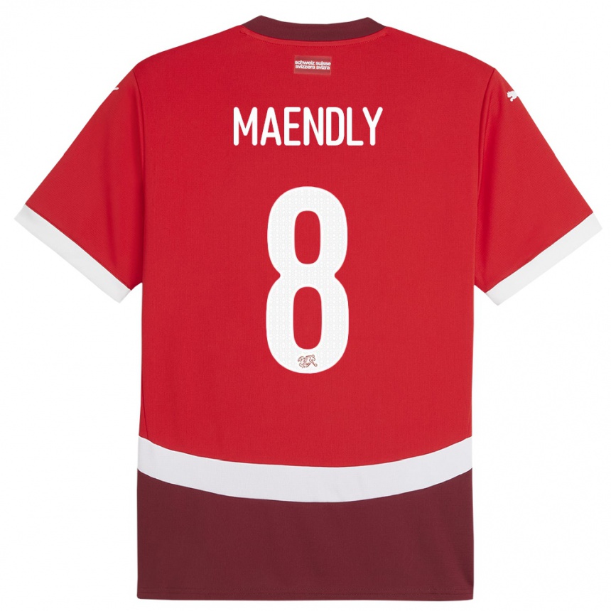 Kids Football Switzerland Sandy Maendly #8 Red Home Jersey 24-26 T-Shirt Canada