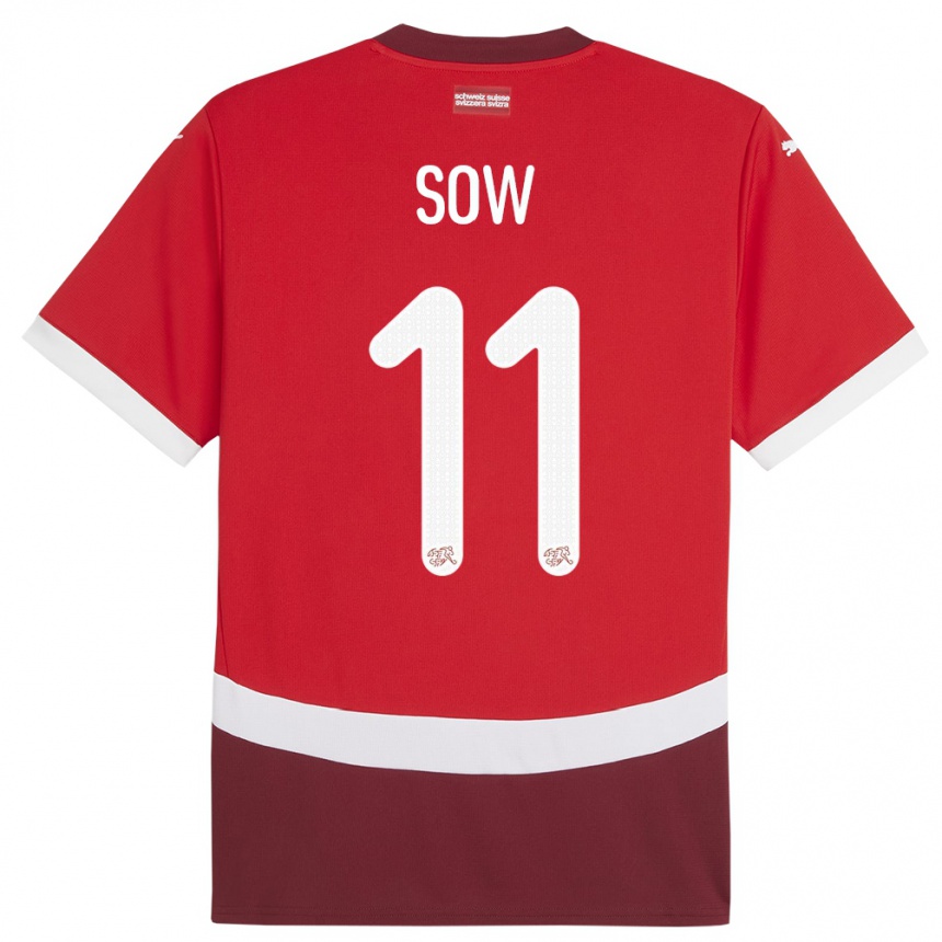 Kids Football Switzerland Coumba Sow #11 Red Home Jersey 24-26 T-Shirt Canada