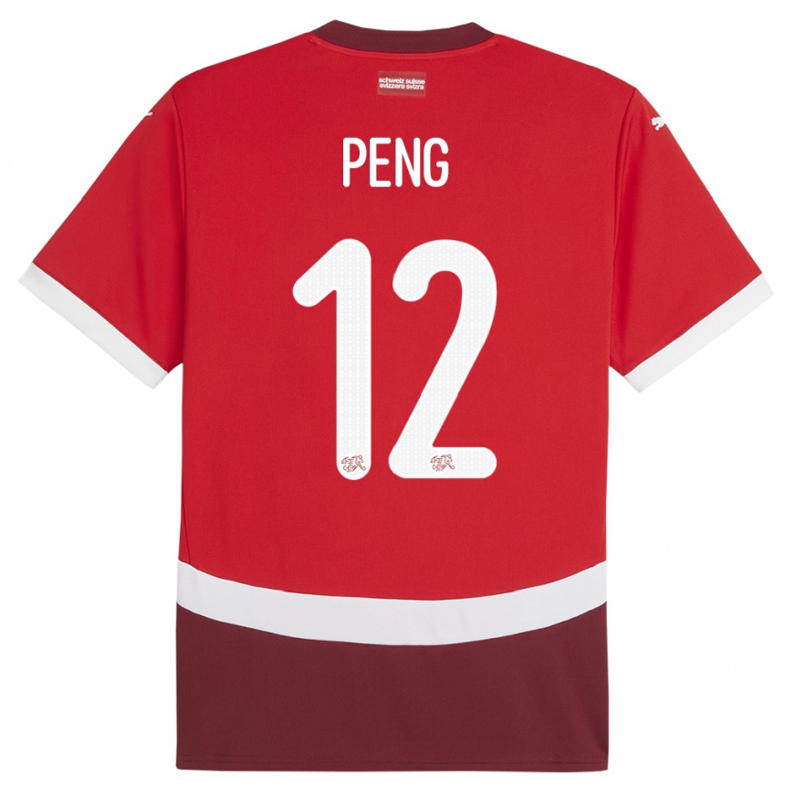 Kids Football Switzerland Livia Peng #12 Red Home Jersey 24-26 T-Shirt Canada