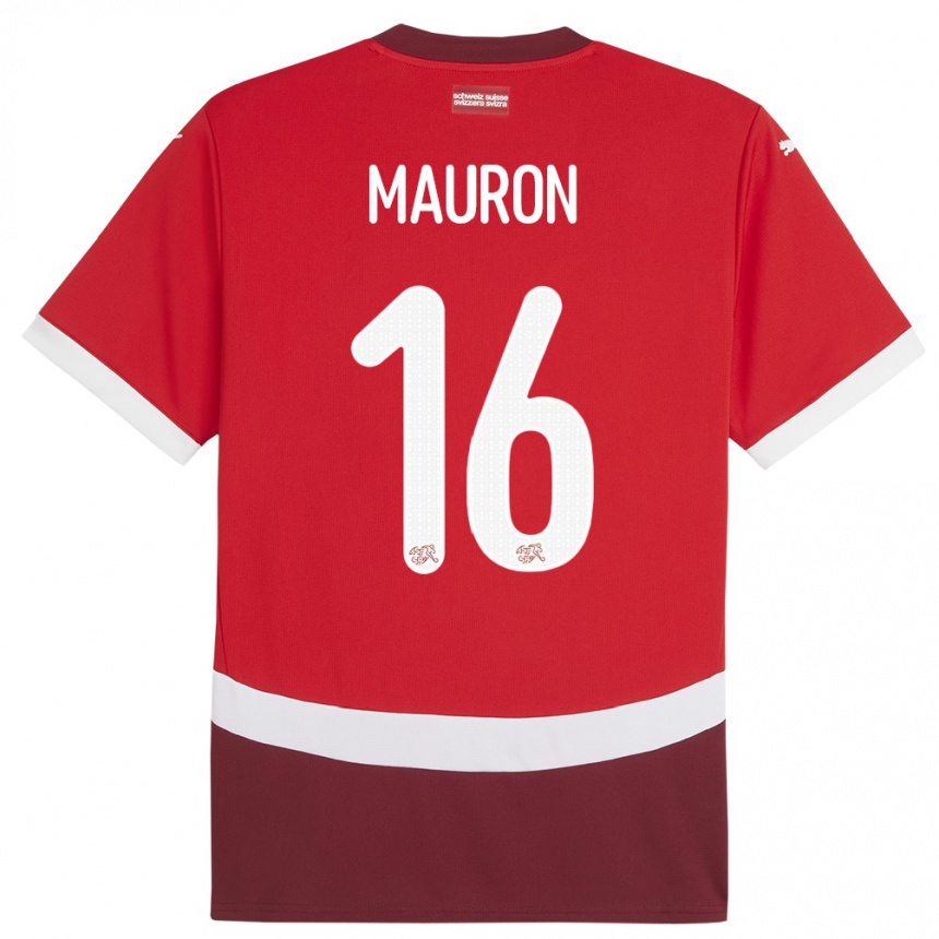 Kids Football Switzerland Sandrine Mauron #16 Red Home Jersey 24-26 T-Shirt Canada