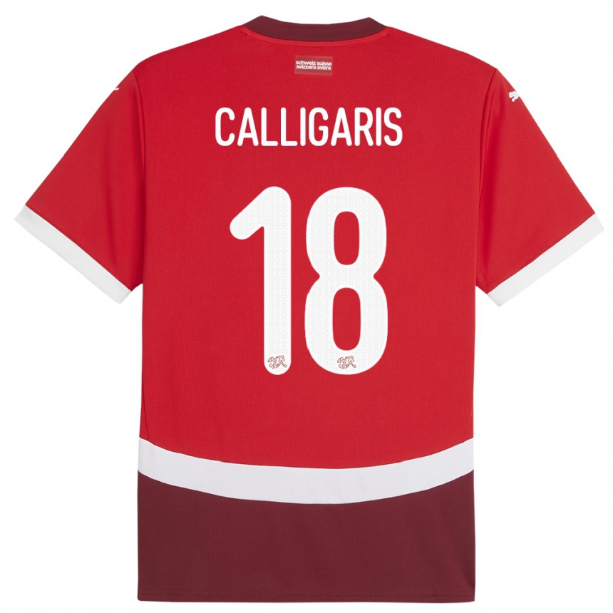 Kids Football Switzerland Viola Calligaris #18 Red Home Jersey 24-26 T-Shirt Canada