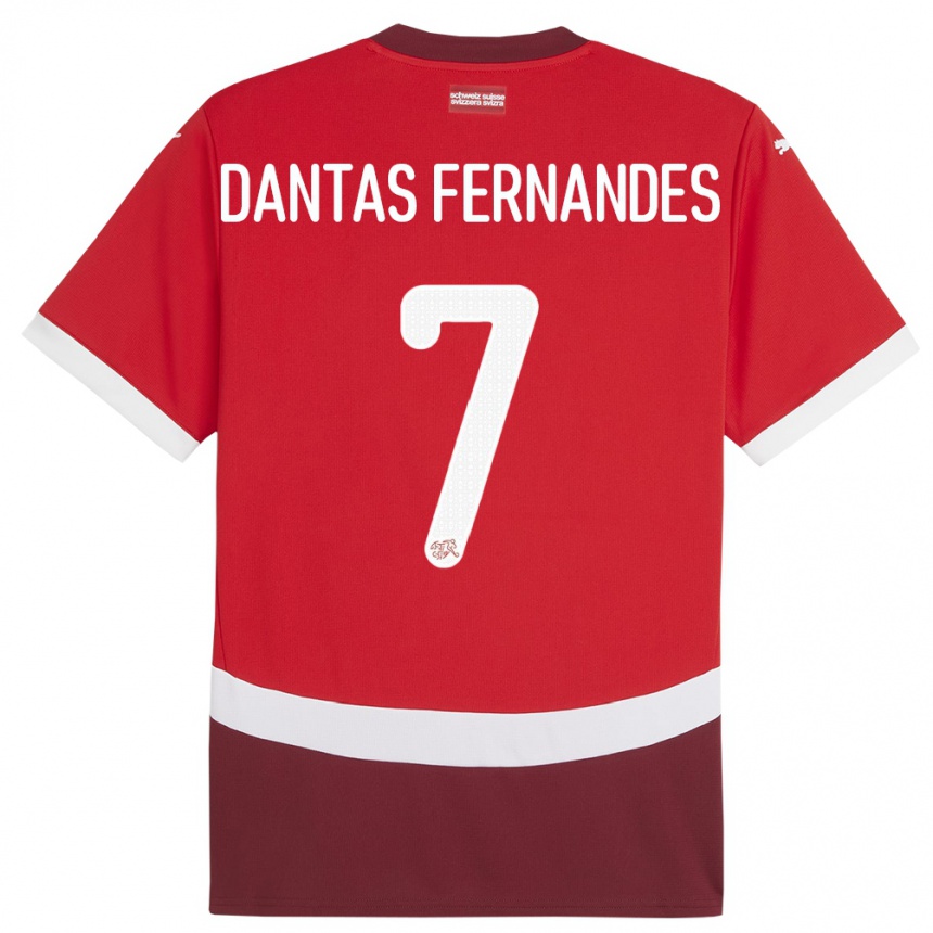 Kids Football Switzerland Ronaldo Dantas Fernandes #7 Red Home Jersey 24-26 T-Shirt Canada