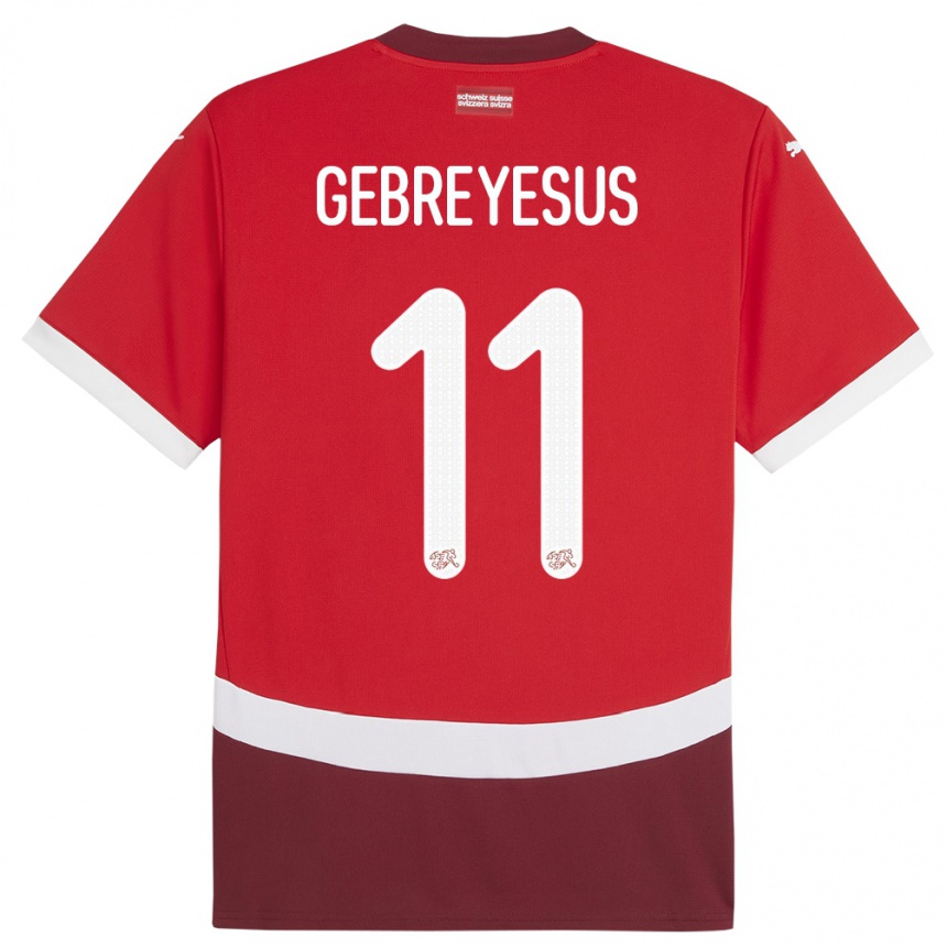 Kids Football Switzerland Esey Gebreyesus #11 Red Home Jersey 24-26 T-Shirt Canada