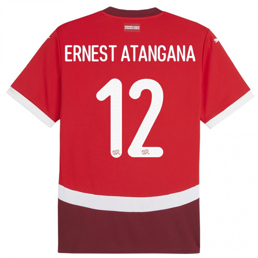 Kids Football Switzerland Brian Ernest Atangana #12 Red Home Jersey 24-26 T-Shirt Canada