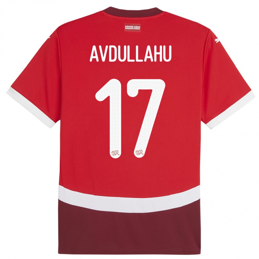 Kids Football Switzerland Leon Avdullahu #17 Red Home Jersey 24-26 T-Shirt Canada