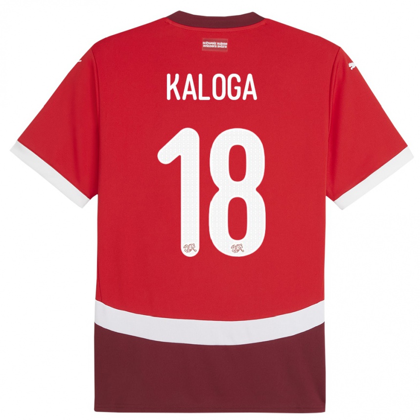 Kids Football Switzerland Issa Kaloga #18 Red Home Jersey 24-26 T-Shirt Canada