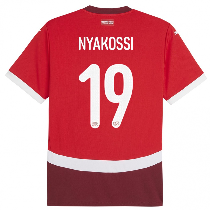 Kids Football Switzerland Roggerio Nyakossi #19 Red Home Jersey 24-26 T-Shirt Canada