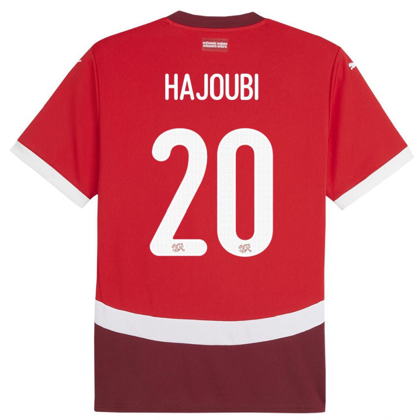 Kids Football Switzerland Amin Hajoubi #20 Red Home Jersey 24-26 T-Shirt Canada