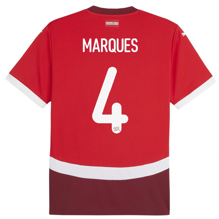 Kids Football Switzerland Christian Marques #4 Red Home Jersey 24-26 T-Shirt Canada