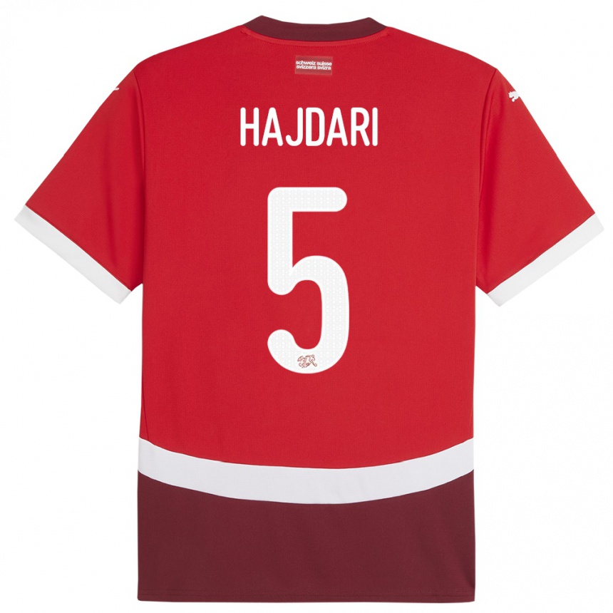 Kids Football Switzerland Albian Hajdari #5 Red Home Jersey 24-26 T-Shirt Canada