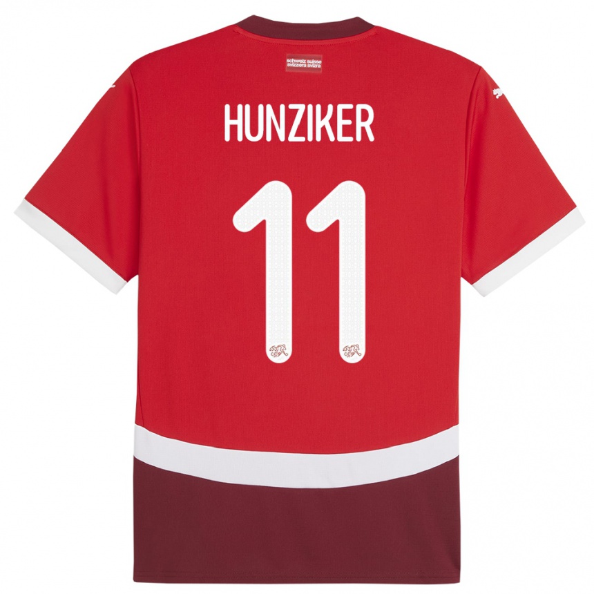 Kids Football Switzerland Andrin Hunziker #11 Red Home Jersey 24-26 T-Shirt Canada