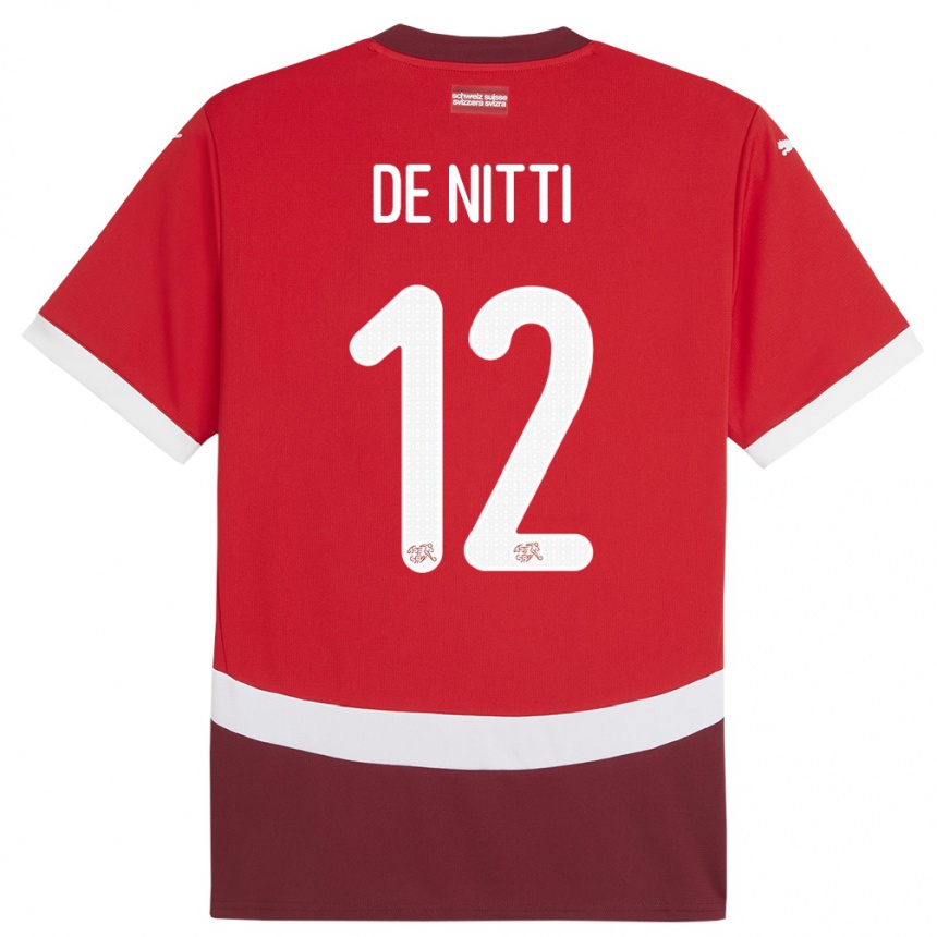 Kids Football Switzerland Gianni De Nitti #12 Red Home Jersey 24-26 T-Shirt Canada