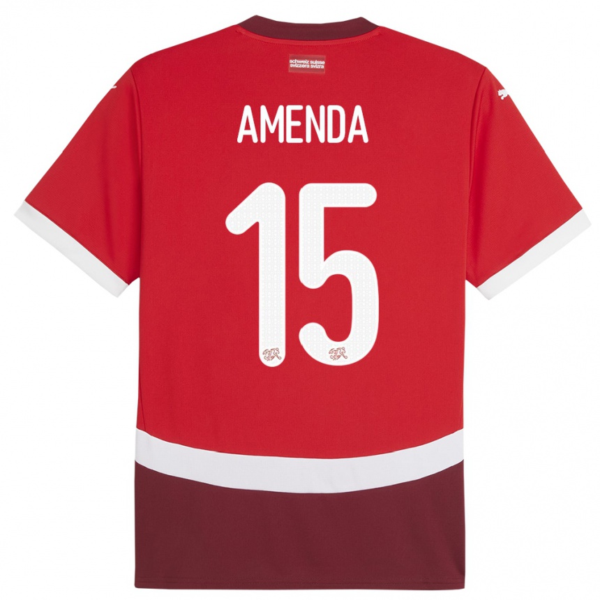 Kids Football Switzerland Aurele Amenda #15 Red Home Jersey 24-26 T-Shirt Canada