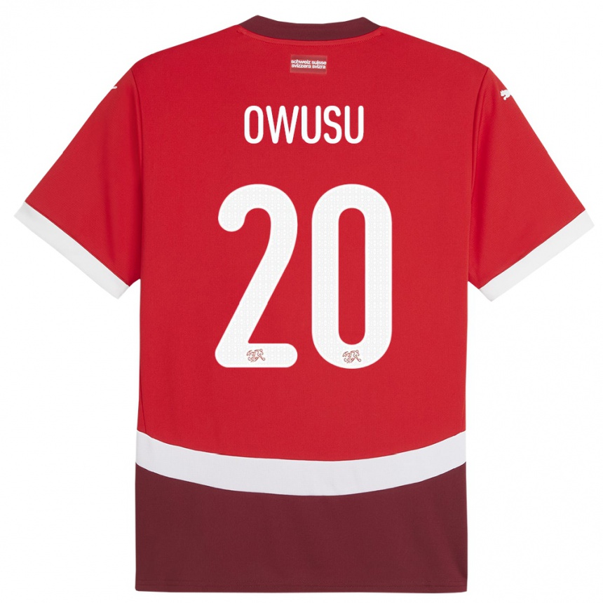 Kids Football Switzerland Tyron Owusu #20 Red Home Jersey 24-26 T-Shirt Canada