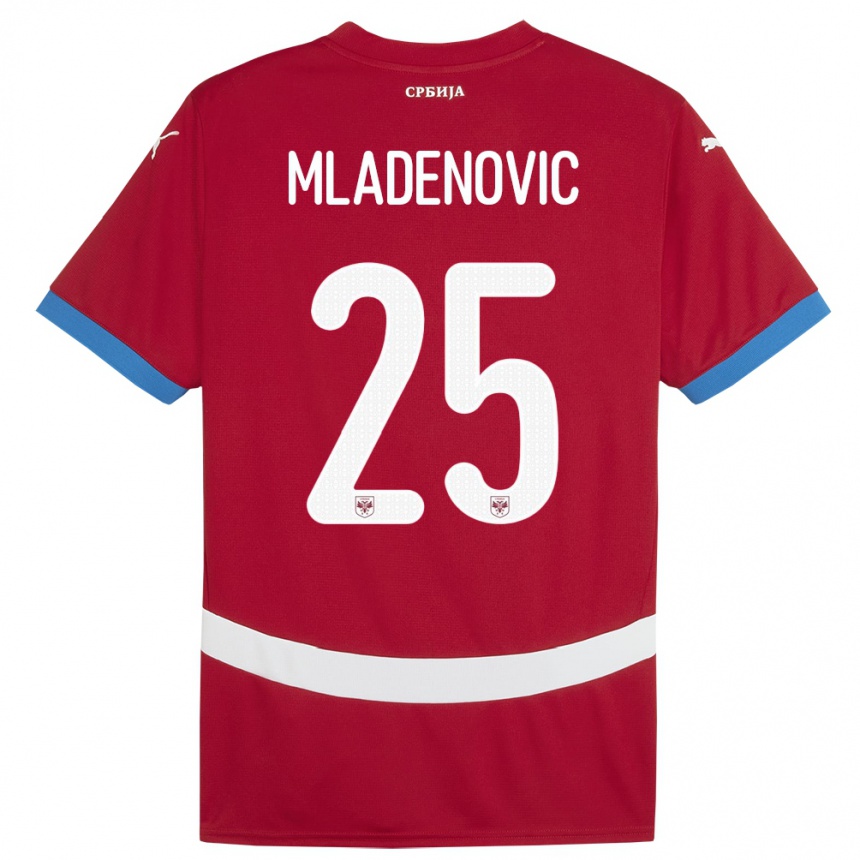 Kids Football Serbia Filip Mladenovic #25 Red Home Jersey 24-26 T-Shirt Canada