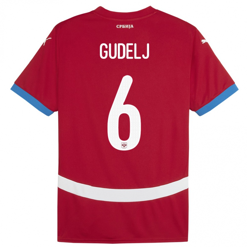 Kids Football Serbia Nemanja Gudelj #6 Red Home Jersey 24-26 T-Shirt Canada