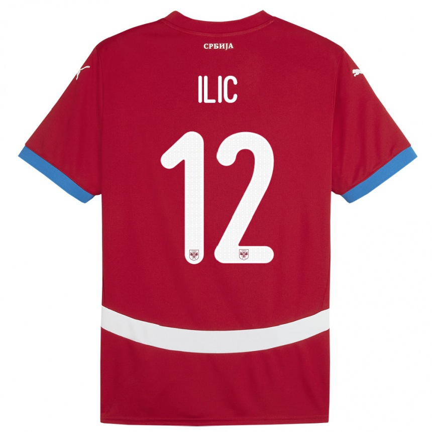 Kids Football Serbia Marko Ilic #12 Red Home Jersey 24-26 T-Shirt Canada