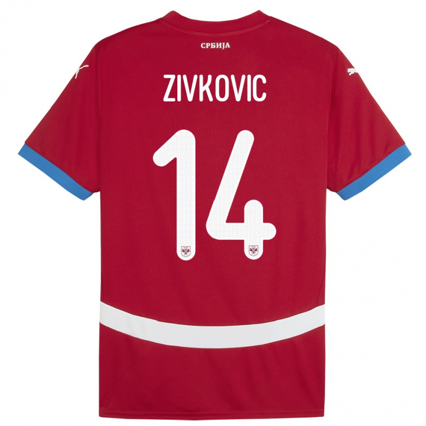 Kids Football Serbia Andrija Zivkovic #14 Red Home Jersey 24-26 T-Shirt Canada